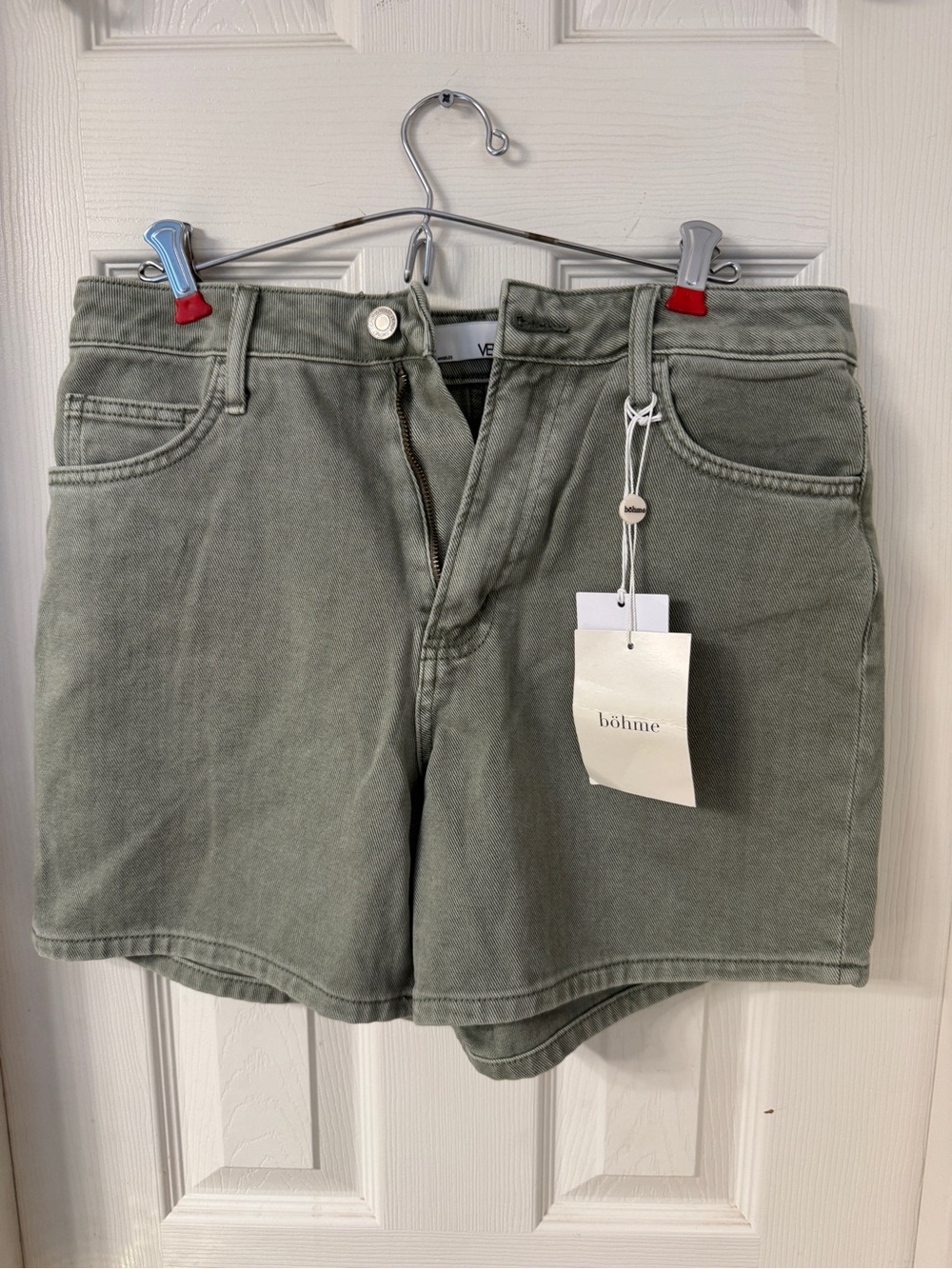Olive Green High-Rise Mom Shorts